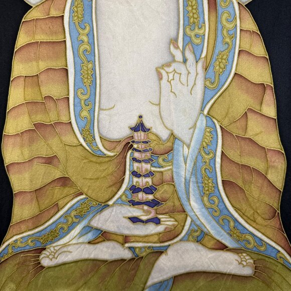 Asian Image Silk Kaftan Buddha Dress One Size Up to XL Loungewear India RARE Zen - Picture 5 of 14